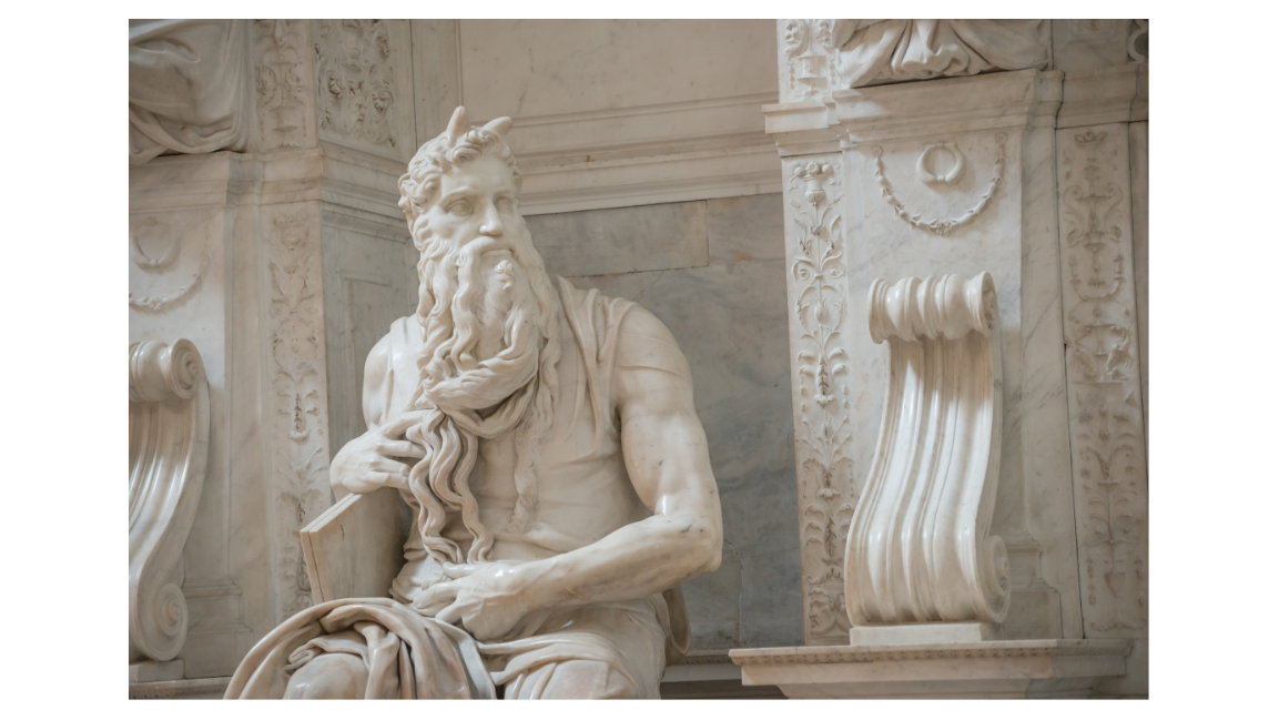 statue of Moses with horns