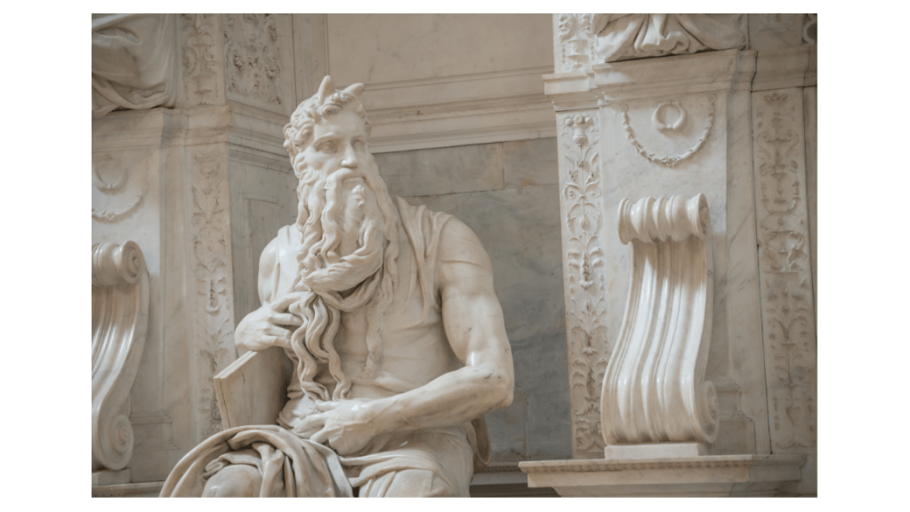 statue of Moses with horns